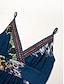 abordables Print Dresses-Blue Spaghetti Strap Tassel Hem Maxi Dress