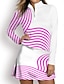 billige Zip Up Pullover-Dame POLO T-skjorte Lys Rosa Svart / Hvit Langermet Solbeskyttelse Topper Stribe Høst Vinter Dame golfantrekk Klær Antrekk Bruk klær
