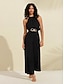 cheap Jumpsuits-Chiffon Waisted Jumpsuit (Belt Included）