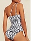 cheap One-Pieces-One Shoulder Geometric Swimsuit