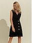 economico New to Sale-Notch Collar Pleated Button Dress