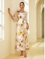 abordables Print Dresses-Loose Floral V Neck Maxi Dress
