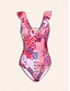 baratos Peça única-Ruffle Floral Boho Swimsuit