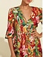 preiswerte Print Dresses-V Neck Floral Print Midi Dress