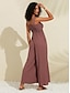 abordables Combinaisons-Brand Tencel Viscose Design Smocked Waist Sleeveless Jumpsuit
