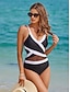 abordables Una pieza-Triangle Mesh One piece Swimsuit