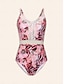 abordables Une pièce-Triangle Lace Trim Floral Swimsuit