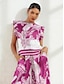 abordables Blouses-Tropical Print Elegant Shirt