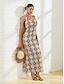 abordables Print Dresses-Floral Geometric Strap Maxi Dress