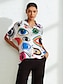 billige Blouses-Graphic Satin Abstract Art Casual Shirt