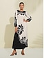 billige Print Dresses-Satin Floral Boat Neck Maxi Dress