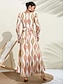 cheap Print Dresses-Satin Floral V Neck Maxi Dress