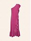 baratos Vestidos Midi-Sleeveless Ruffle Drawstring Knit Dress