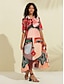 economico Print Dresses-Rainbow Print Casual Maxi Dress