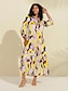 cheap Print Dresses-Satin Color Block Pattern Print Maxi Dress