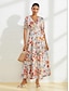 baratos Print Dresses-Floral Print Crossover Maxi Dress