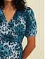 abordables Print Dresses-Satin Crossover Leopard Print Maxi Dress