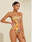 abordables Une pièce-Boho Paisley Damask Shirred One Piece Swimsuit