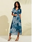 economico Print Dresses-Satin Leopard Print Cross Collar Maxi Dress