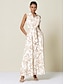 preiswerte Print Dresses-Curve Pocket Belted Maxi Dress
