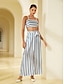 economico Two Piece Sets-Stripe Belted Modern Skirt Suit