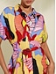preiswerte Print Dresses-Elegant Leaves Print Shirt Collar Midi Dress