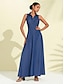 abordables Vestidos casuales-Solid Button Up Pocket Maxi Dress