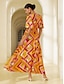 abordables Print Dresses-Geometric V Neck Maxi Dress