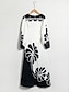 preiswerte Print Dresses-Satin Floral Boat Neck Maxi Dress