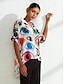 abordables Blouses-Graphic Satin Abstract Casual Shirt