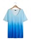 preiswerte T-Shirt-Damen T Shirt Hellrosa Weiß + Lila Grün + Blau Bedruckt Graphic Farbverläufe Casual Täglich Kurzarm V Ausschnitt Basic Regular Fit