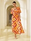 billige Print Dresses-Geometric Print Chiffon Maxi Dress