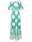 cheap New to Sale-Satin Polka Dot Geometric Belted Maxi Dress
