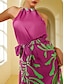 cheap Print Dresses-Satin Geometric Sleeveless Midi Dress