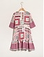 billige Print Dresses-Geometric Floral Print V Neck Mini Dress