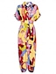 billige Print Dresses-Elegant Trees Leaves Print Shirt Collar Midi Dress