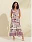 baratos Print Dresses-Elegant Resort Floral Lace Maxi Dress