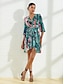 abordables Print Dresses-Elegant Print Wrap Knee Length Dress