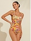 cheap One-Pieces-Removable Pad Shirred Boho Swimsuit
