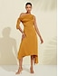 abordables Robes Décontracté-Elegant Knotted Diagonal Neck Midi Dress