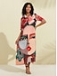 economico Print Dresses-Rainbow Print Casual Maxi Dress