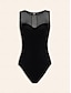 economico pezzo unico-Solid Round Neck Beach Swimsuit