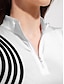 preiswerte Zip Up Pullover-Damen poloshirt Leicht Rosa Schwarz Weiß Langarm Sonnenschutz Shirt Streifen Herbst Winter Damen-Golfkleidung, Kleidung, Outfits, Kleidung