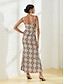 baratos Print Dresses-Geometric Floral Straps Maxi Dress