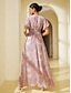 economico Print Dresses-Floral Chiffon V Neck Corset Maxi Dress