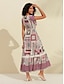 billige Print Dresses-Rainbow Lace Trim Smocked Maxi Dress
