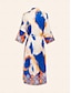 baratos Blouses-Satin Geometric Loose Kimonos