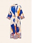 cheap Blouses-Satin Geometric Casual Kimono