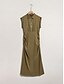 cheap Casual Dresses-Tencel Solid Shirred Shirt Dress