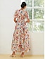 cheap New to Sale-Cotton Floral Crossover Collar Maxi Dress